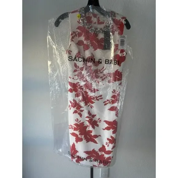 Sachin & Babi | Anna Coral Narcissus Floral Print Sheath Dress - Picture 3 of 6